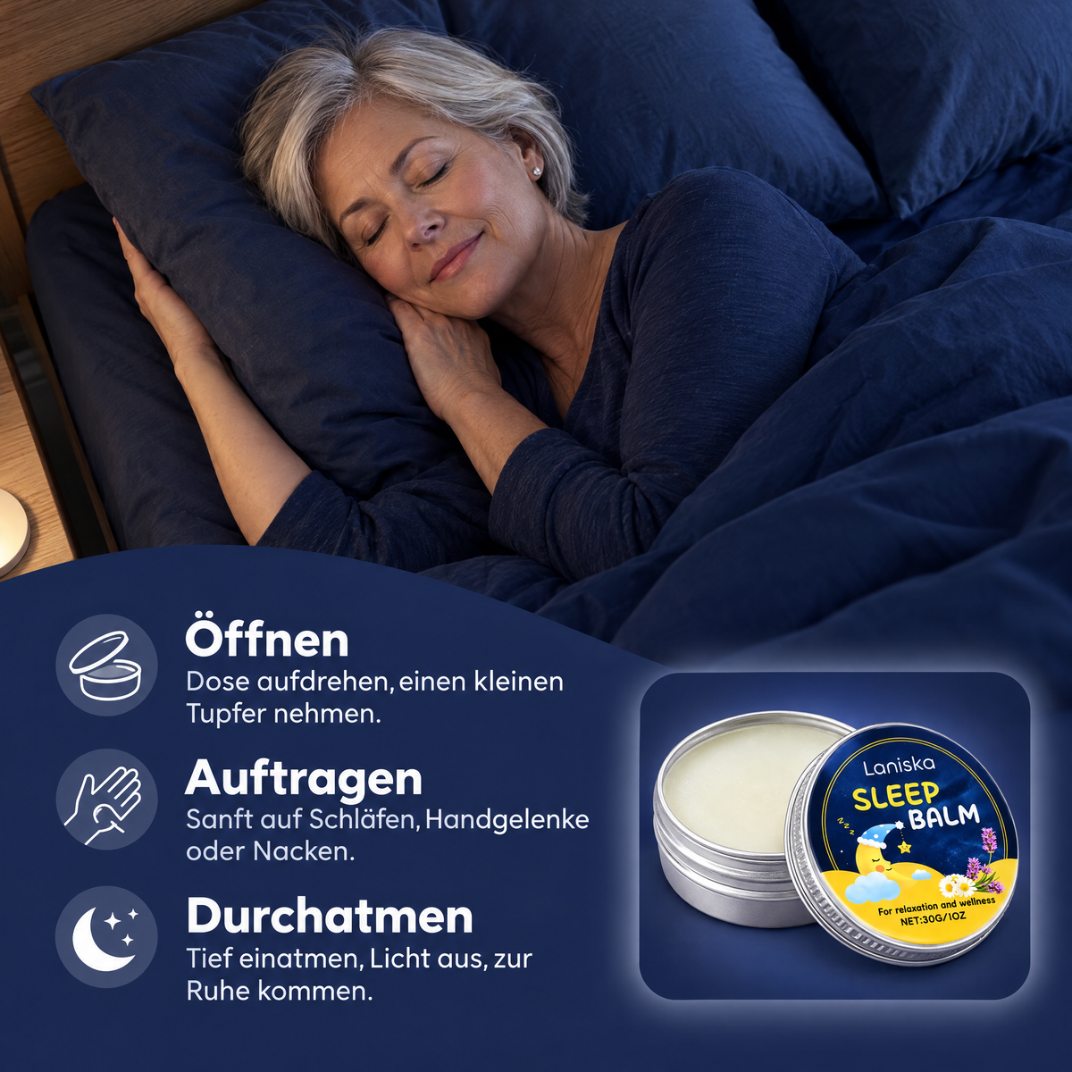 So wenden Sie den Schlafbalsam an